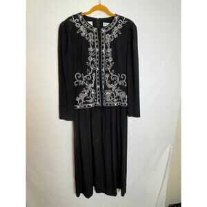 Vintage Karin Stevens Embroidered Dress‎ - Size 10 - Gorgeous Detail!